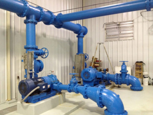 pumps inside a water treatment plant